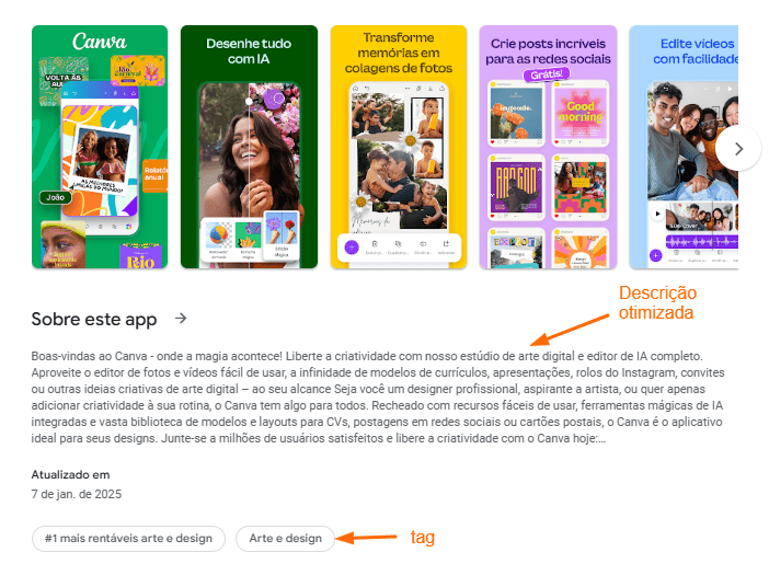 Exemplo de App Store Optimization (ASO)