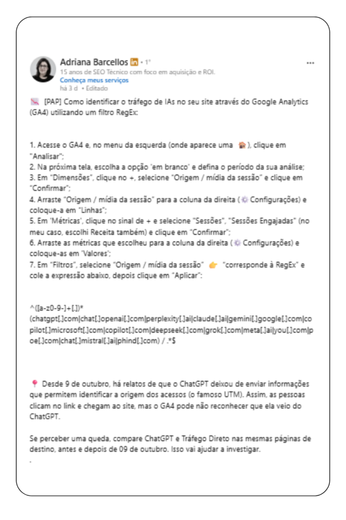 como identificar trafego de IA no GA4